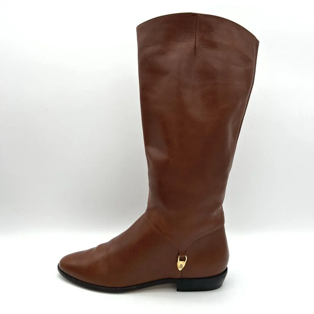 Vintage 90s Etienne Aigner 7774 Brown Leather Knee High Boots Women's Size 8M